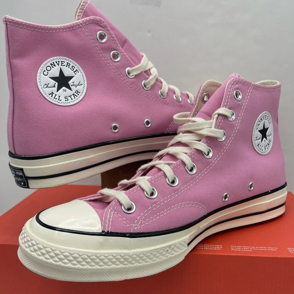 Converse Men’s A03795C CHUCK 70 HI AMBER PINK/EGRET/BLACK Pink High-Top Sneakers